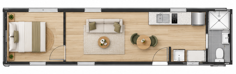 The 40ft Studio &ndash; 1 bedroom floor plan